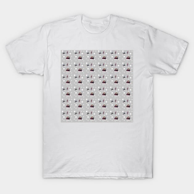 Kids On Sleds With Snowflakes T-Shirt by aldersmith
